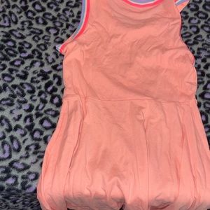 Peach and rainbow dress